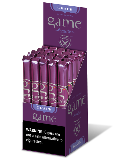 A box of Grape flavor Game Palmas.